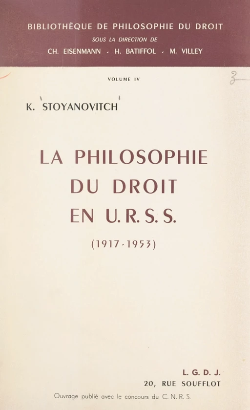 La philosophie du droit en U.R.S.S. (1917-1953) - Konstantin Stoyanovitch - FeniXX réédition numérique