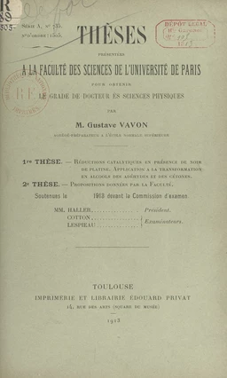 Réductions catalytiques en présence de noir de platine. Application à la transformation en alcools des aldéhydes et des cétones