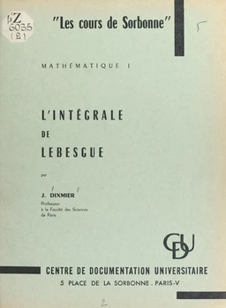 L'intégrale de Lebesgue