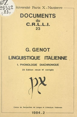 Linguistique italienne (1). Phonologie diachronique