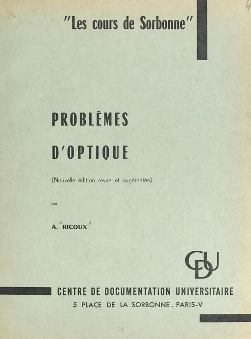 Problèmes d'optique - André Ricoux - FeniXX réédition numérique