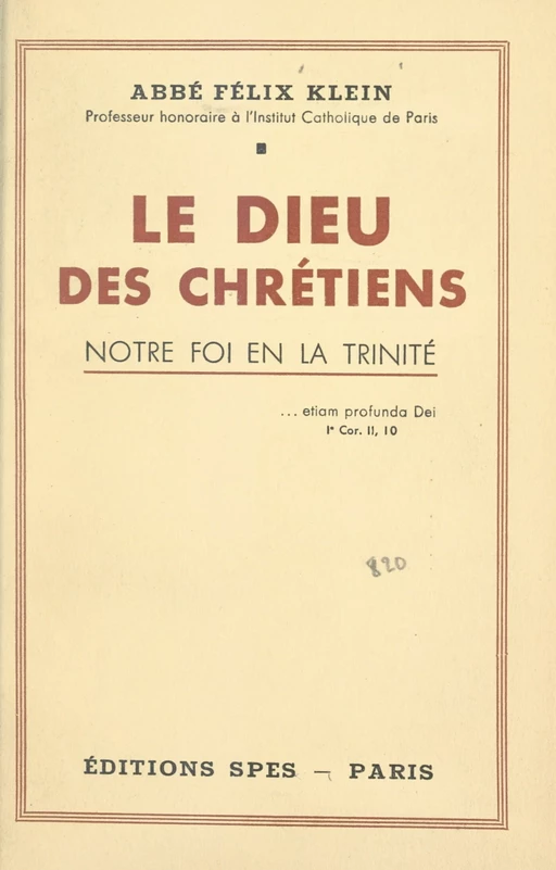 Le Dieu des Chrétiens - Félix Klein - FeniXX réédition numérique