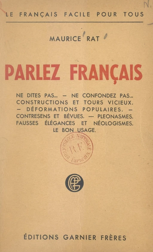 Parlez français - Maurice Rat - FeniXX réédition numérique