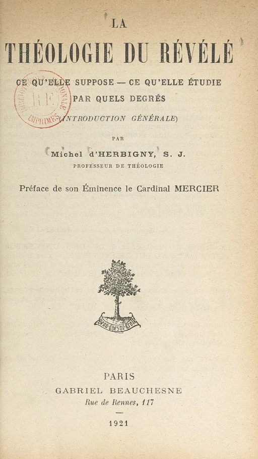 La théologie du révélé - Michel d'Herbigny - FeniXX réédition numérique