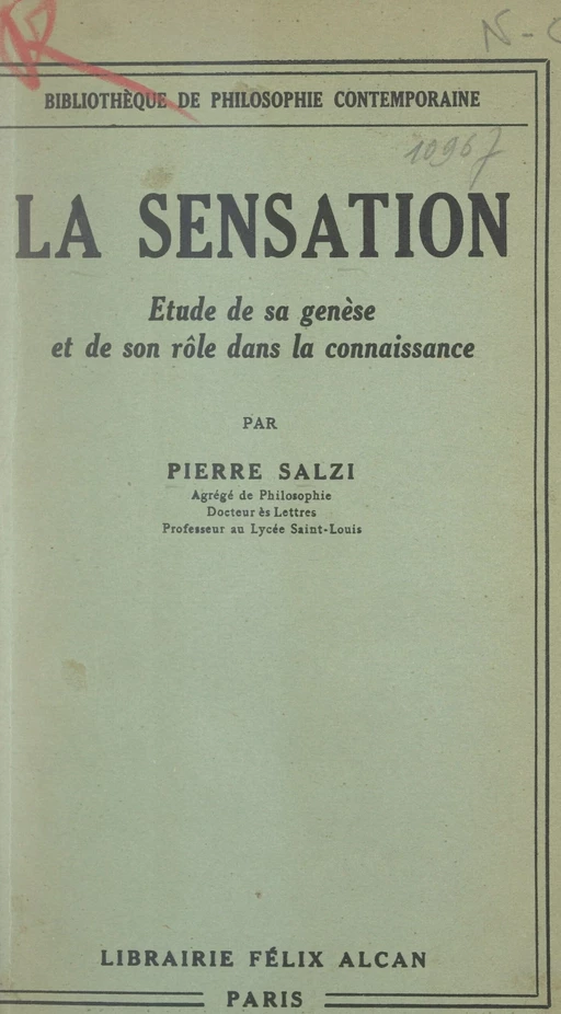 La sensation - Pierre Salzi - FeniXX réédition numérique