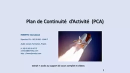 PCA plan de continuité d'activité