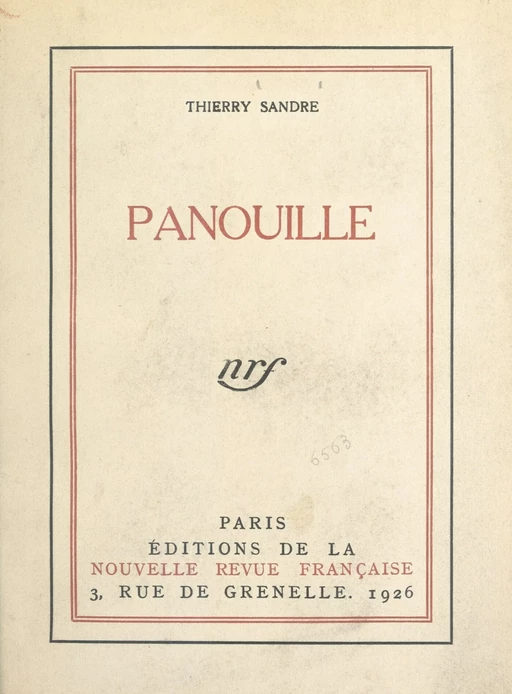 Panouille - Thierry Sandre - FeniXX réédition numérique