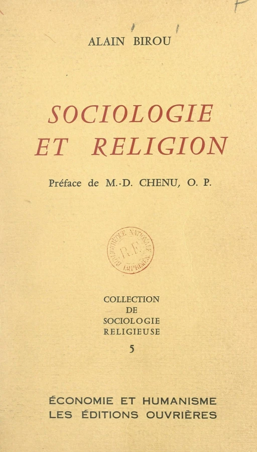 Sociologie et religion - Alain Birou - FeniXX réédition numérique