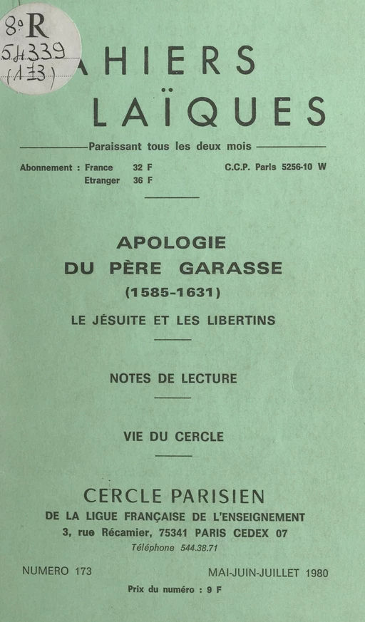 Apologie du Père Garasse, 1585-1631 : le Jésuite et les libertins - Jacqueline Marchand - FeniXX réédition numérique