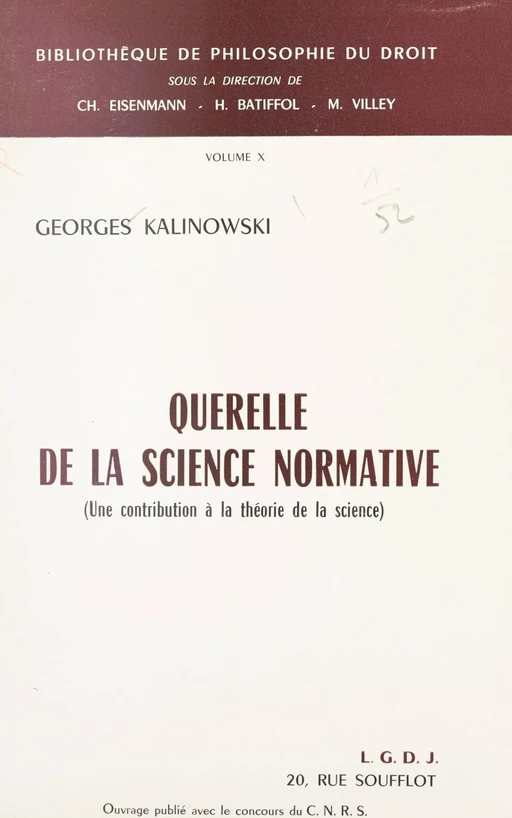 Querelle de la science normative - Georges Kalinowski - FeniXX réédition numérique