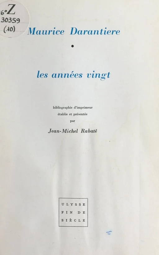 Les années vingt - Jean-Michel Rabaté - FeniXX réédition numérique