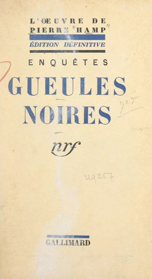 Gueules noires - Pierre Hamp - FeniXX réédition numérique