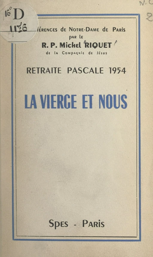 La Vierge et nous - Michel Riquet - FeniXX réédition numérique