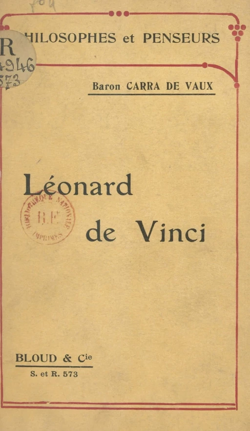 Léonard de Vinci - Bernard Carra de Vaux - FeniXX réédition numérique