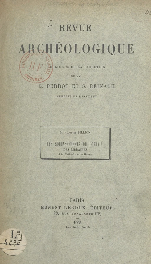 Les soubassements du portail des libraires à la cathédrale de Rouen - Louise Lefrançois-Pillion - FeniXX réédition numérique