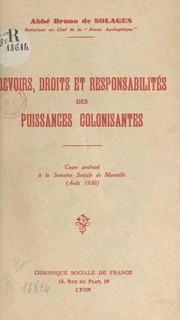 Devoirs, droits et responsabilités des puissances colonisantes