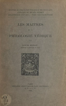 Les maîtres de la philologie védique