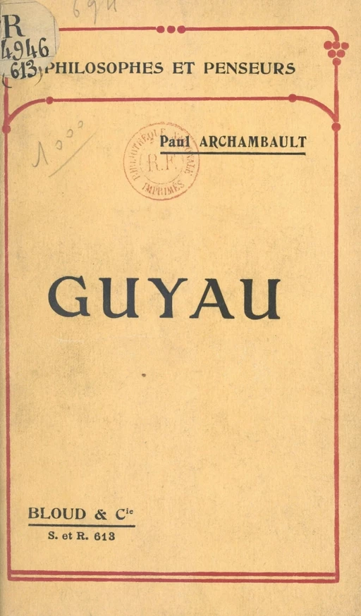 Guyau - Paul Archambault - FeniXX réédition numérique