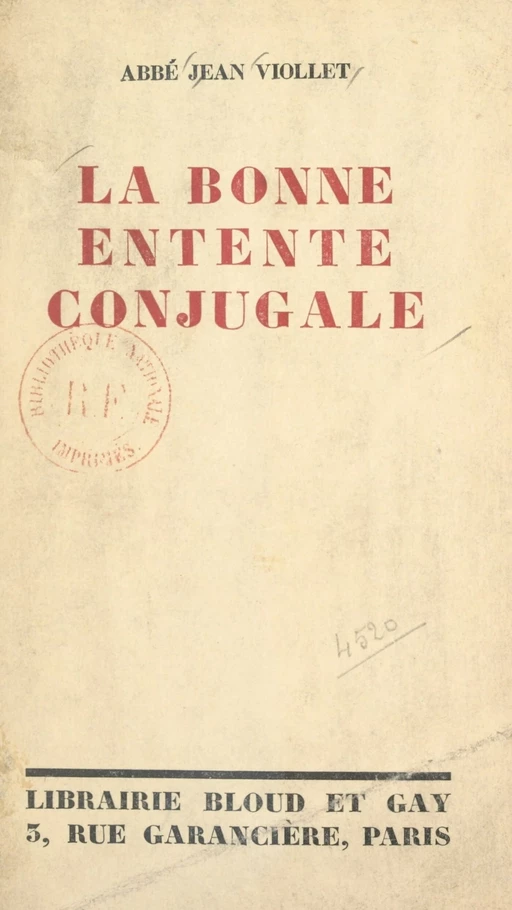 La bonne entente conjugale - Jean Viollet - FeniXX réédition numérique