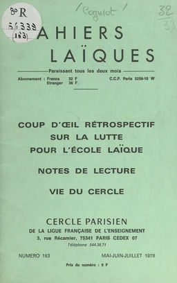 Coup d'œil rétrospectif sur la lutte pour l'école laïque