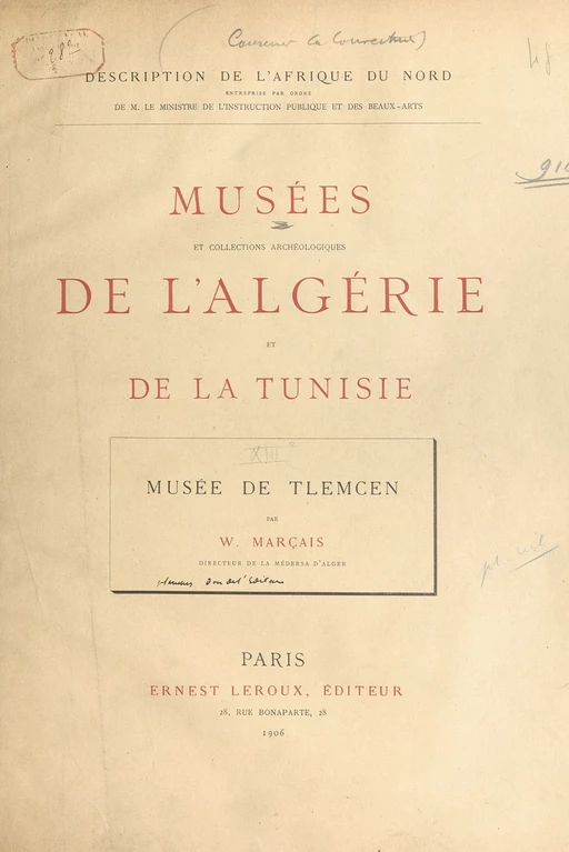 Musée de Tlemcen - William Marçais - FeniXX réédition numérique