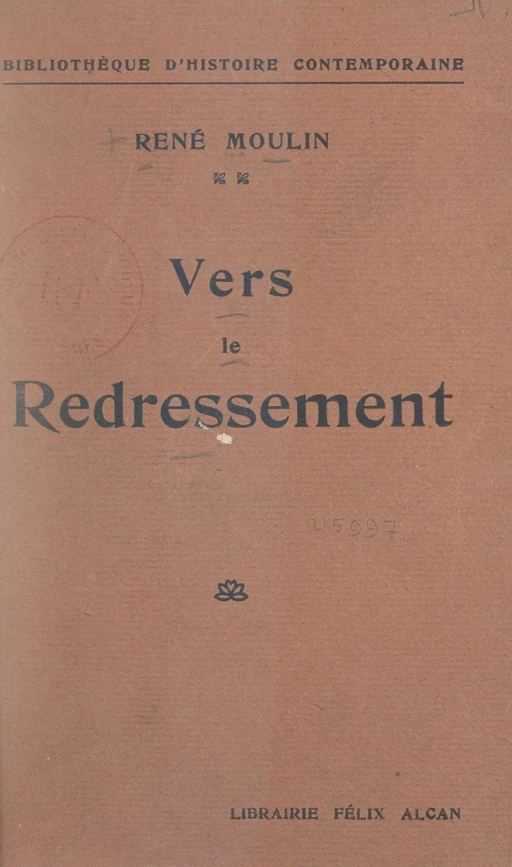 Vers le redressement - René Moulin - FeniXX réédition numérique