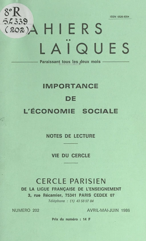 Importance de l'économie sociale - Yves Coppens, Louis Lafourcade, René Teulade - FeniXX réédition numérique