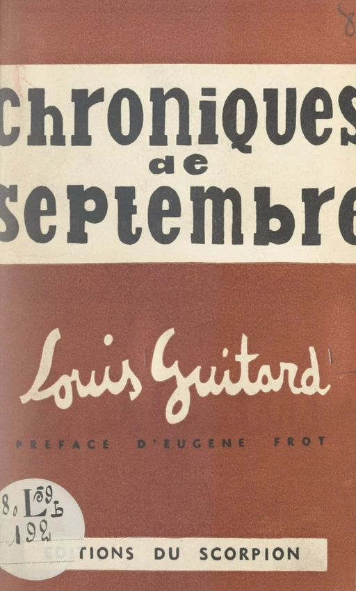 Chroniques de septembre - Louis Guitard - FeniXX réédition numérique