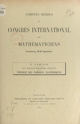 Sur quelques théorèmes généraux de la théorie des nombres algébriques