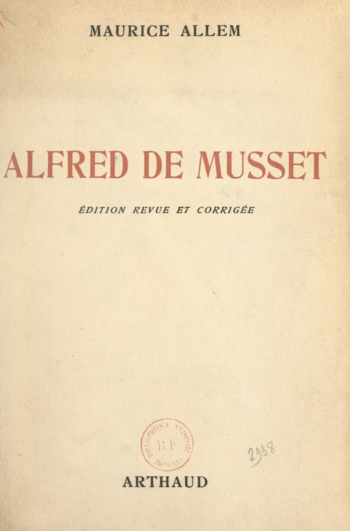 Alfred de Musset - Maurice Allem - FeniXX réédition numérique