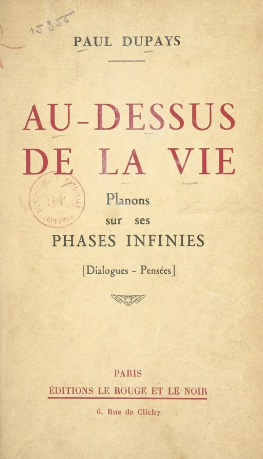 Au-dessus de la vie - Paul Dupays - FeniXX réédition numérique