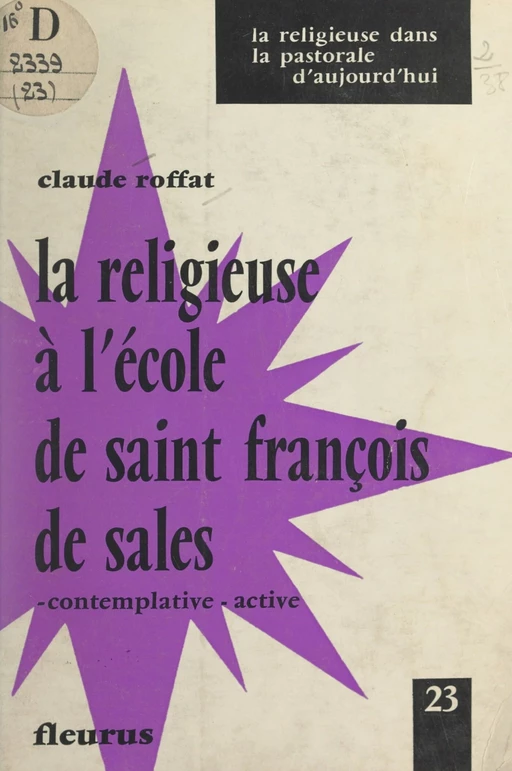 La religieuse à l'École de Saint François de Sales - Claude Roffat - FeniXX réédition numérique