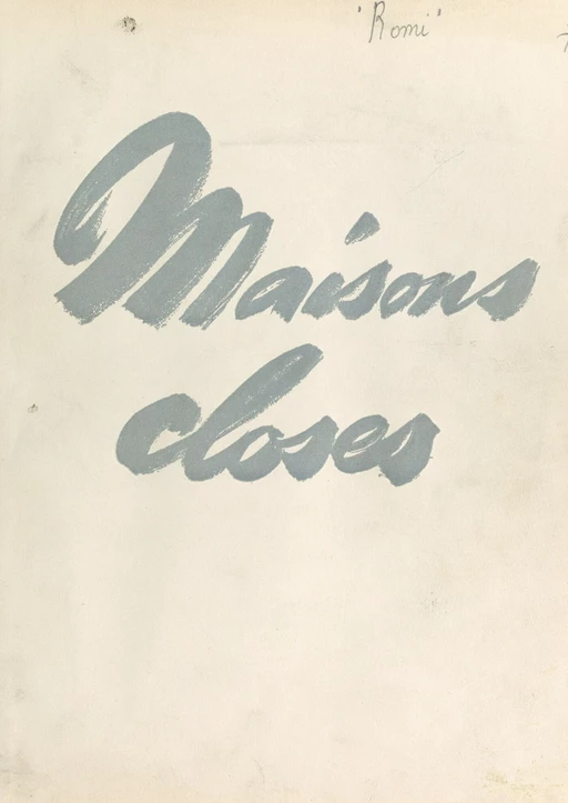 Maisons closes -  Romi - FeniXX réédition numérique