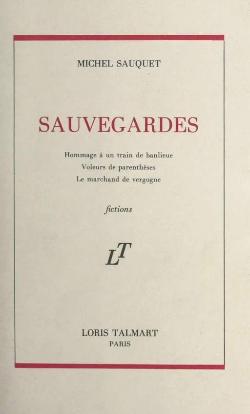 Sauvegardes - Michel Sauquet - FeniXX réédition numérique