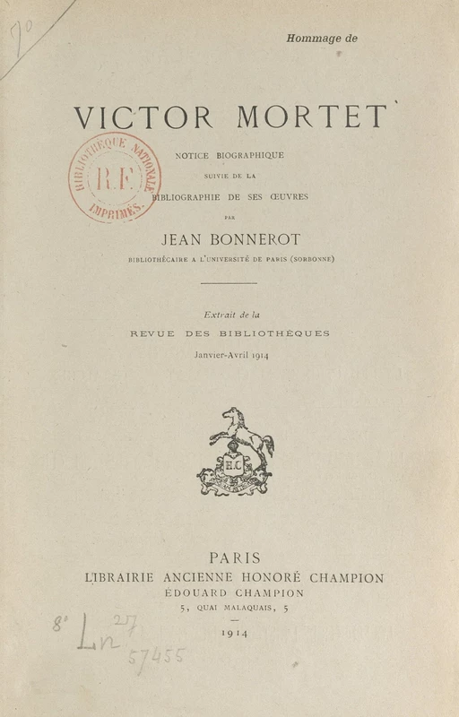 Victor Mortet - Jean Bonnerot - FeniXX réédition numérique