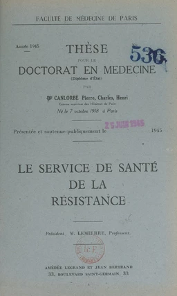 Le service de santé de la Résistance