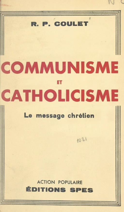 Communisme et catholicisme - Paul Coulet - FeniXX réédition numérique