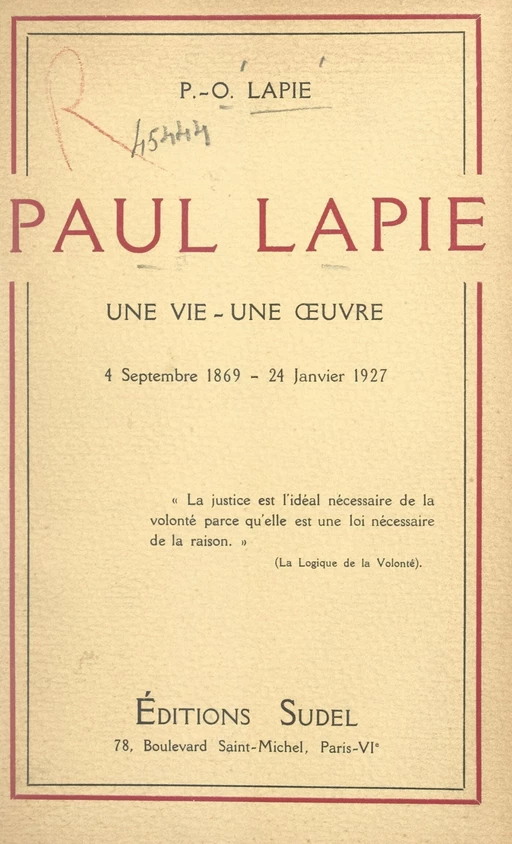 Paul Lapie - Pierre-Olivier Lapie - FeniXX réédition numérique