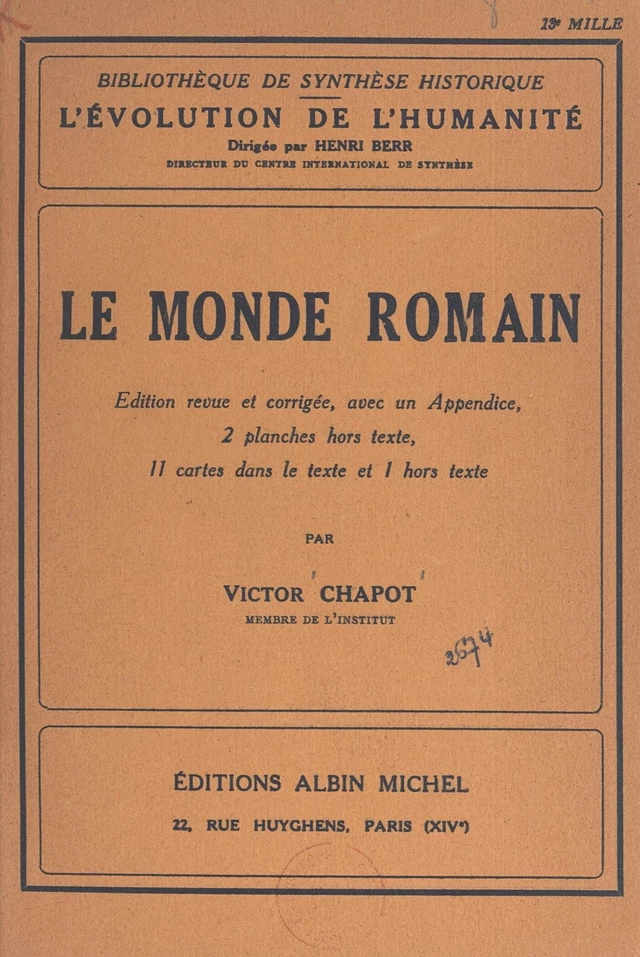 Le monde romain - Victor Chapot - FeniXX réédition numérique