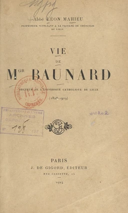 Vie de Mgr Baunard