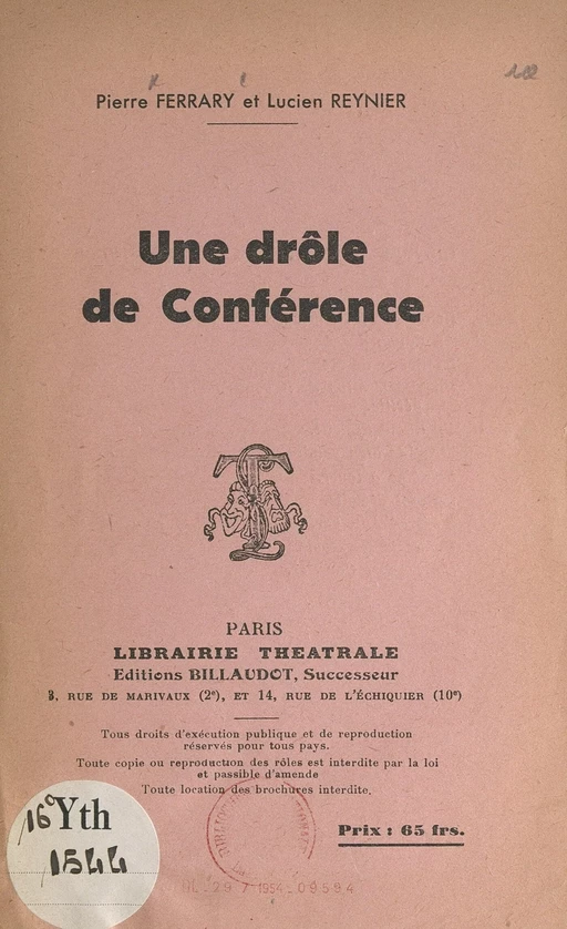 Une drôle de conférence - Pierre Ferrary, Lucien Reynier - FeniXX réédition numérique