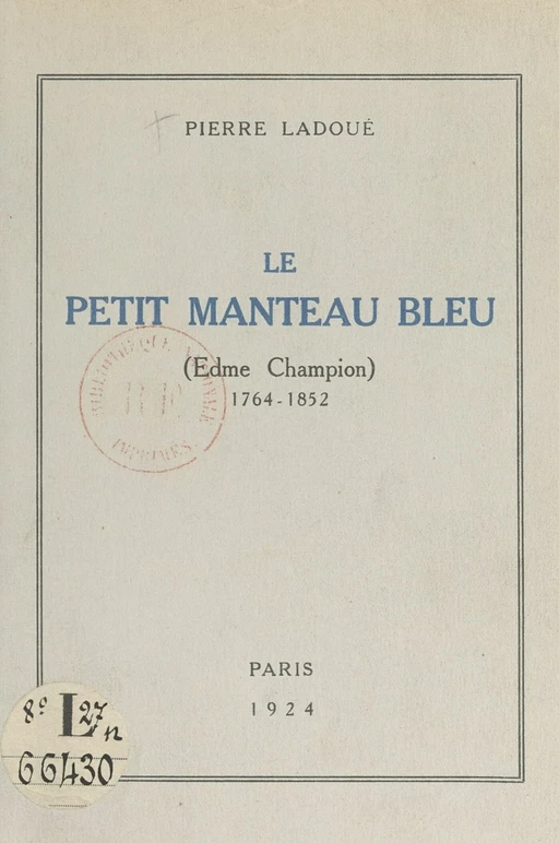 Le petit manteau bleu - Pierre Ladoué - FeniXX réédition numérique