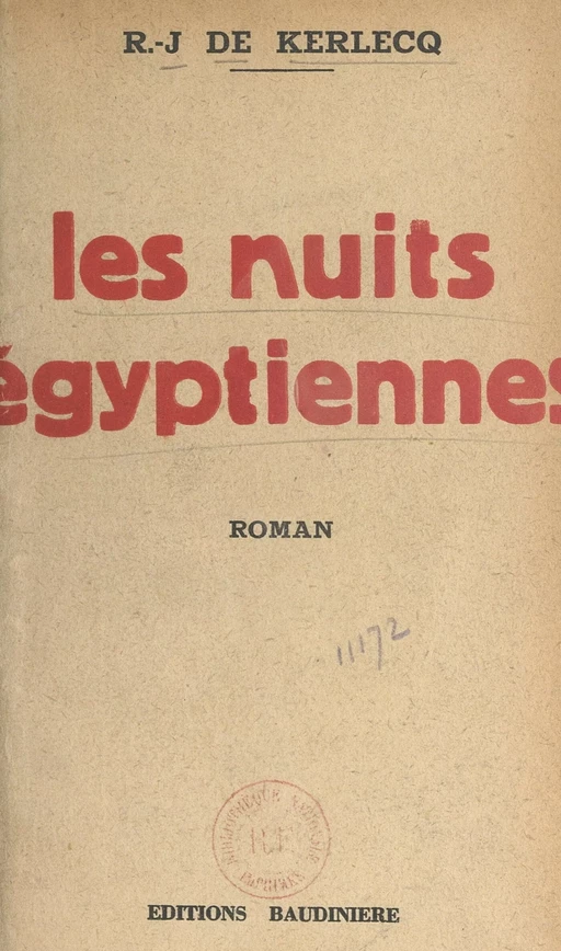 Les nuits égyptiennes - Jean de Kerlecq - FeniXX réédition numérique