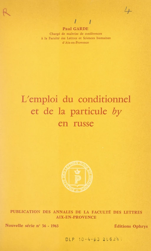 L'emploi du conditionnel et de la particule by en russe - Paul Garde - FeniXX réédition numérique