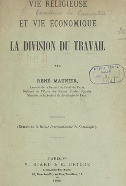 Vie religieuse et vie économique. La division du travail