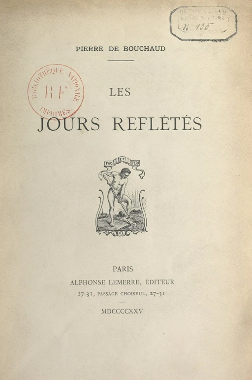 Les jours reflétés - Pierre de Bouchaud - FeniXX réédition numérique