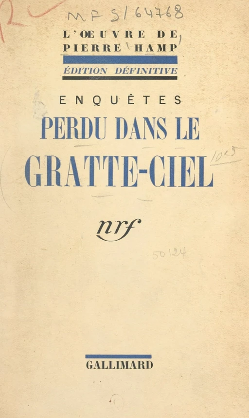 Perdu dans la gratte-ciel - Pierre Hamp - FeniXX réédition numérique