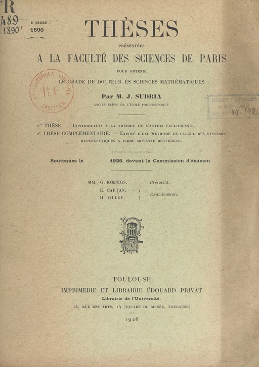 Contribution à la théorie de l'action euclidienne - Joachim Sudria - FeniXX réédition numérique