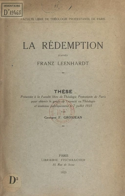 La Rédemption d'après Franz Leenhardt