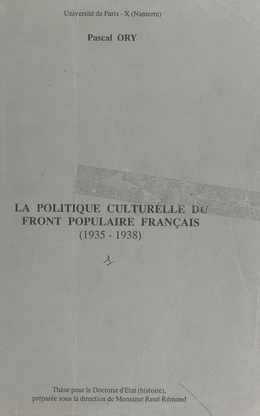 La politique culturelle du Front populaire français (1935-1938)